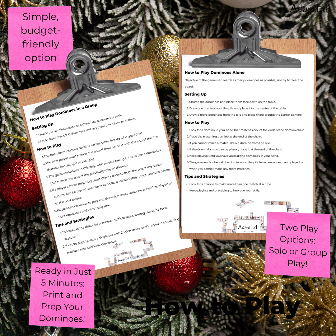 Christmas/ Holiday Dominoes (Printable PDF)
