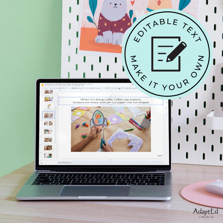 Safety With Sharp Objects: Safety Social Skills Story  (Printable PDF )