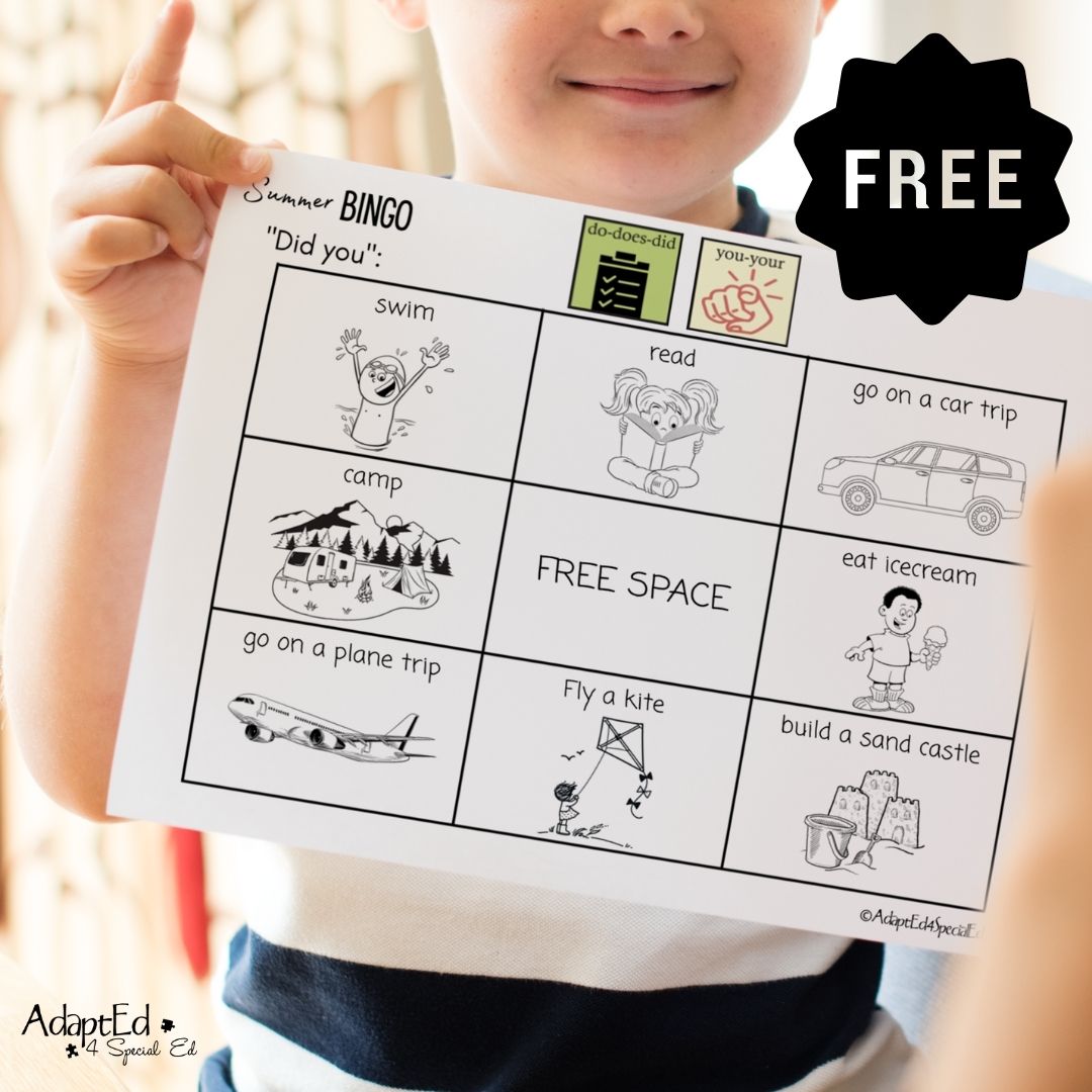 AAC Back to School BINGO using Core Vocabulary FREEBIE FREE - AdaptEd4SpecialEd