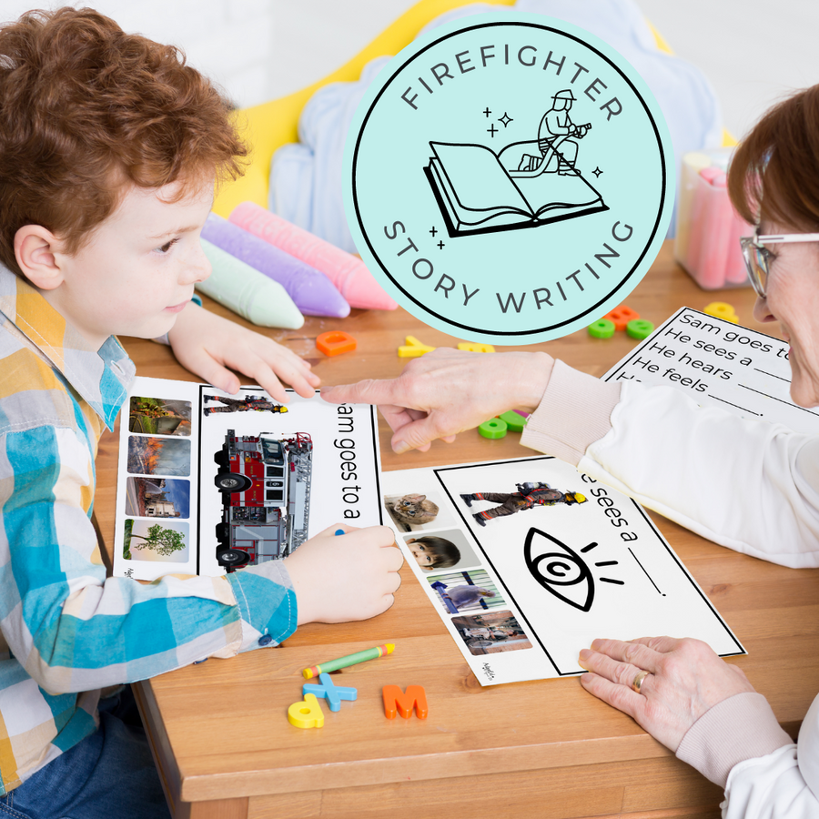Firefighter Visual Story Writing + Adapted Book (Printable PDF & Interactive Digital) - AdaptEd4SpecialEd