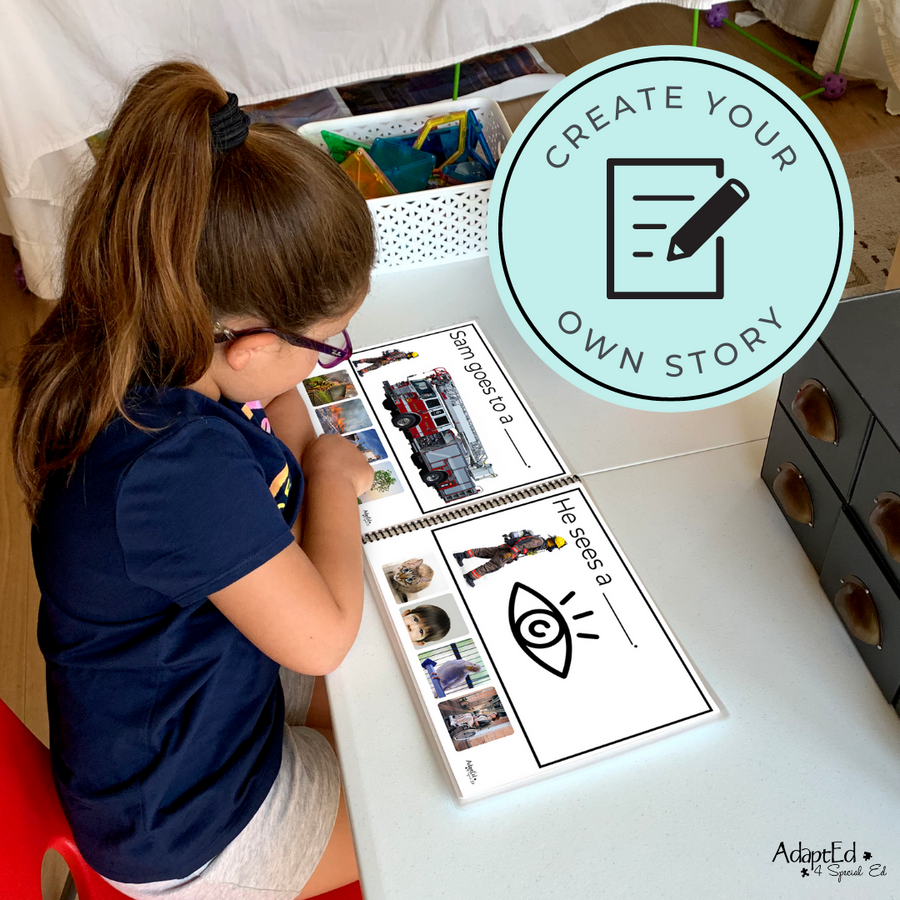 Firefighter Visual Story Writing + Adapted Book (Printable PDF & Interactive Digital) - AdaptEd4SpecialEd