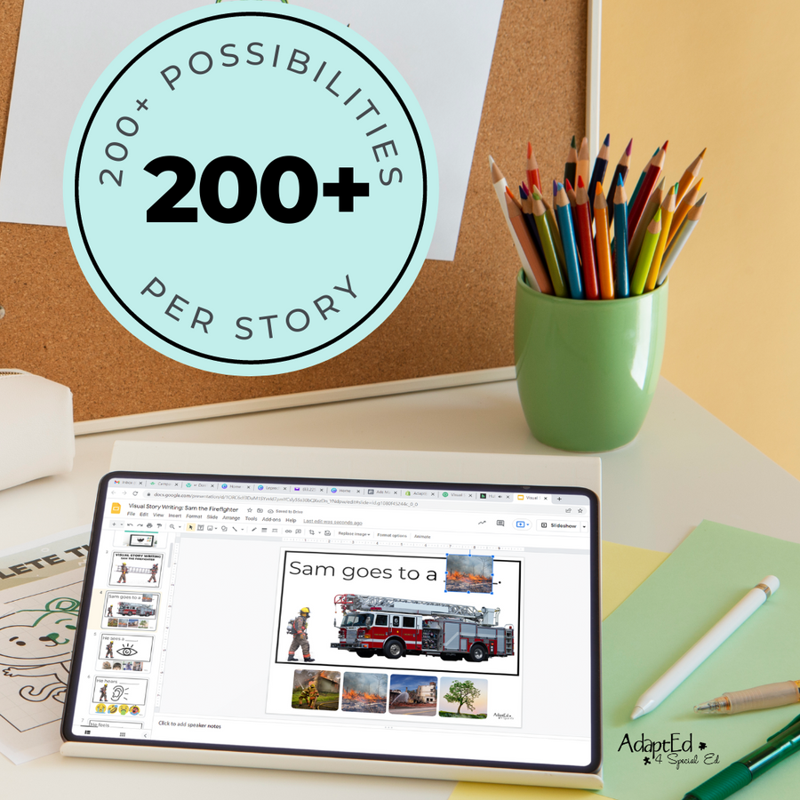 Firefighter Visual Story Writing + Adapted Book (Printable PDF & Interactive Digital) - AdaptEd4SpecialEd