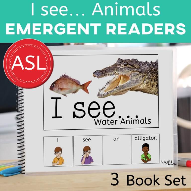 Emergent Readers: ASL "I see Animals" (Interactive Digital + Printable PDF) Sign Language - AdaptEd4SpecialEd