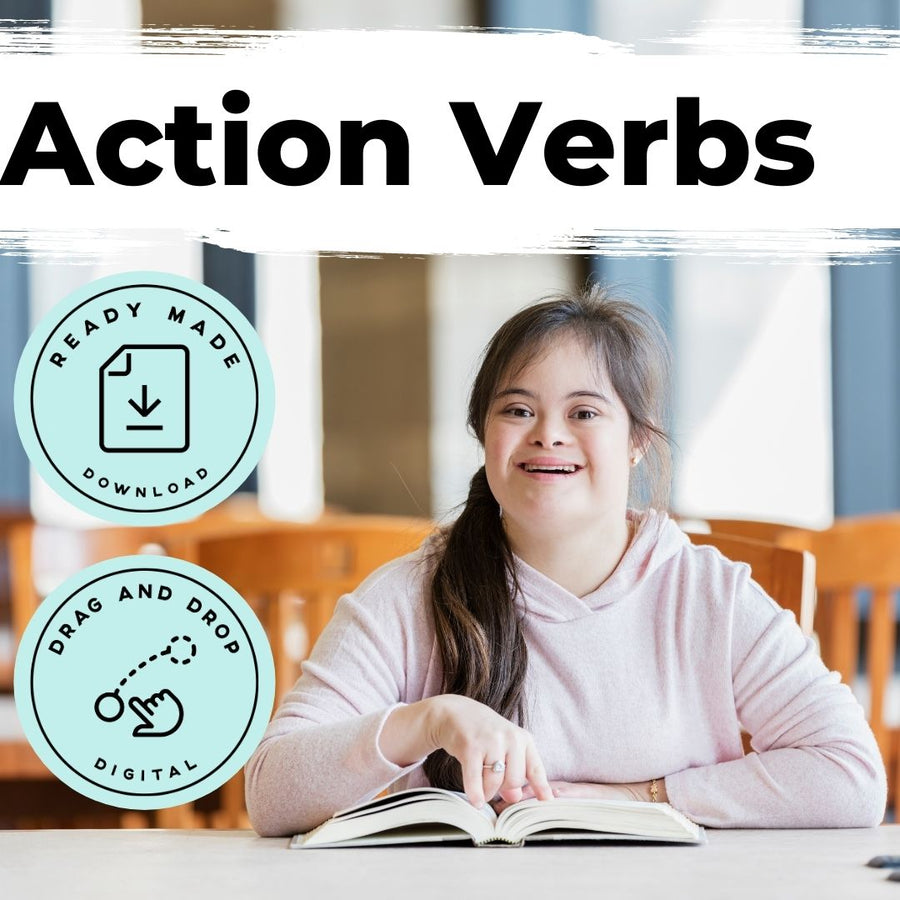 Action VERBS Adapted Books + File Folder Sorts (Printable PDF + Interactive Digital Versions) Verbs - AdaptEd4SpecialEd