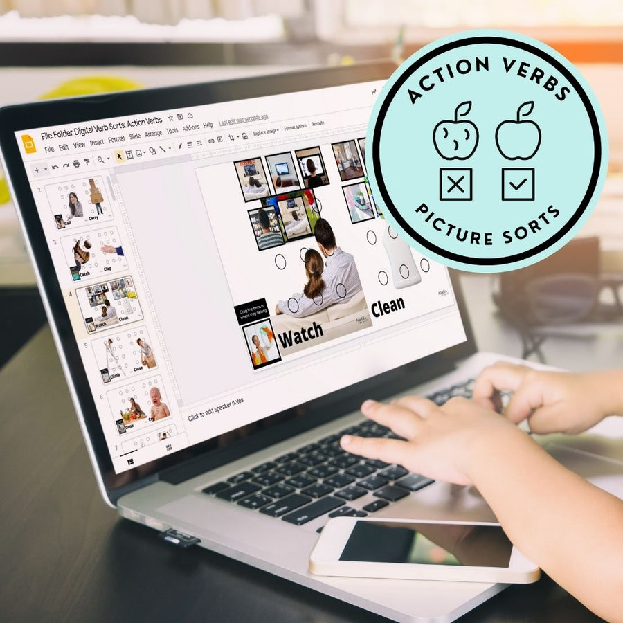 Action VERBS Adapted Books + File Folder Sorts (Printable PDF + Interactive Digital Versions) Verbs - AdaptEd4SpecialEd