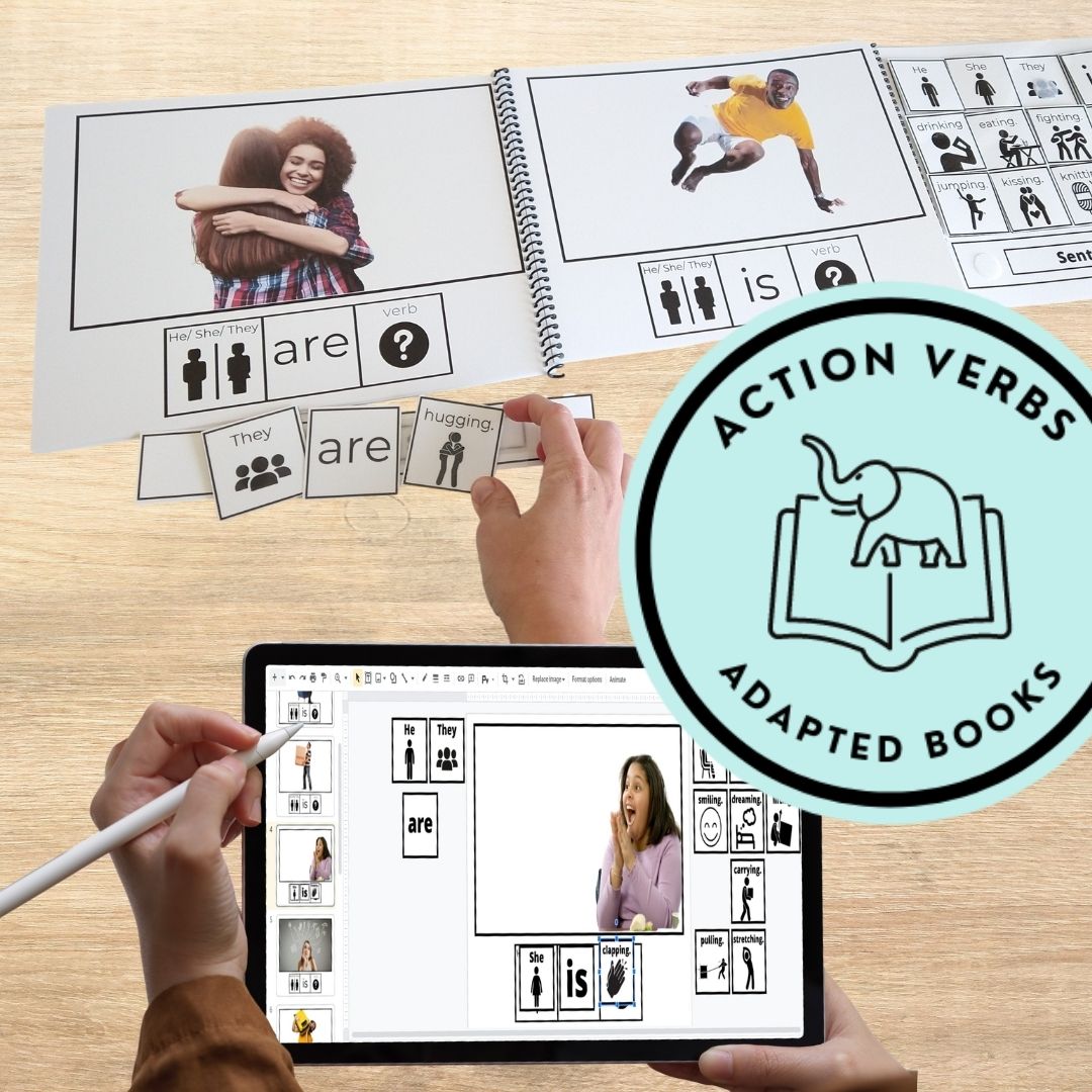 Action VERBS Adapted Books + File Folder Sorts (Printable PDF + Interactive Digital Versions) Verbs - AdaptEd4SpecialEd