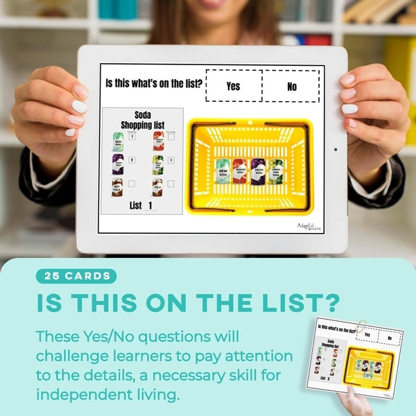 Follow the Shopping List: Drinks and Sodas (Interactive Digital + Printable PDF) Shopping Lists - AdaptEd4SpecialEd