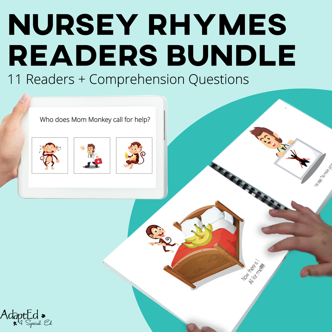Nursery Rhymes Emergent Readers + Comprehension Bundle (Printable PDF) - AdaptEd4SpecialEd