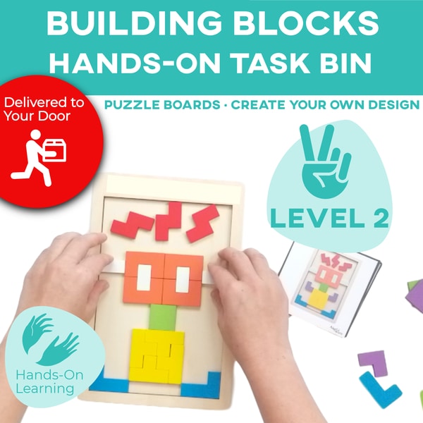 Task Bin: Building Blocks Puzzles Level 2 (Ships to You) Task Box (Ships to You) - AdaptEd4SpecialEd