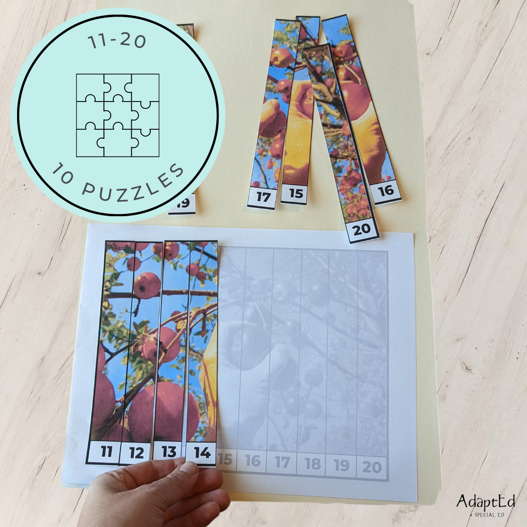 Apple Counting Puzzles: Counting 1-5 1-10 11-20 21-30 (Printable PDF)