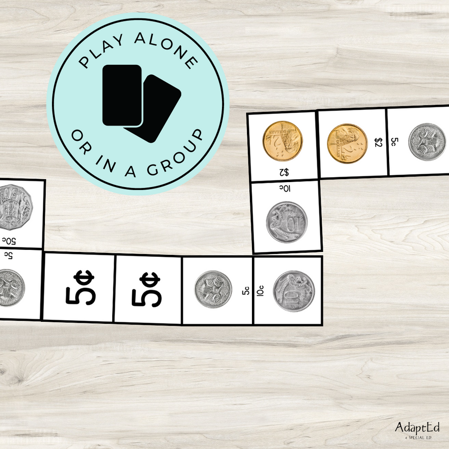 Money Games: Australian Coin Identification ID and Value Dominoes (Printable PDF)