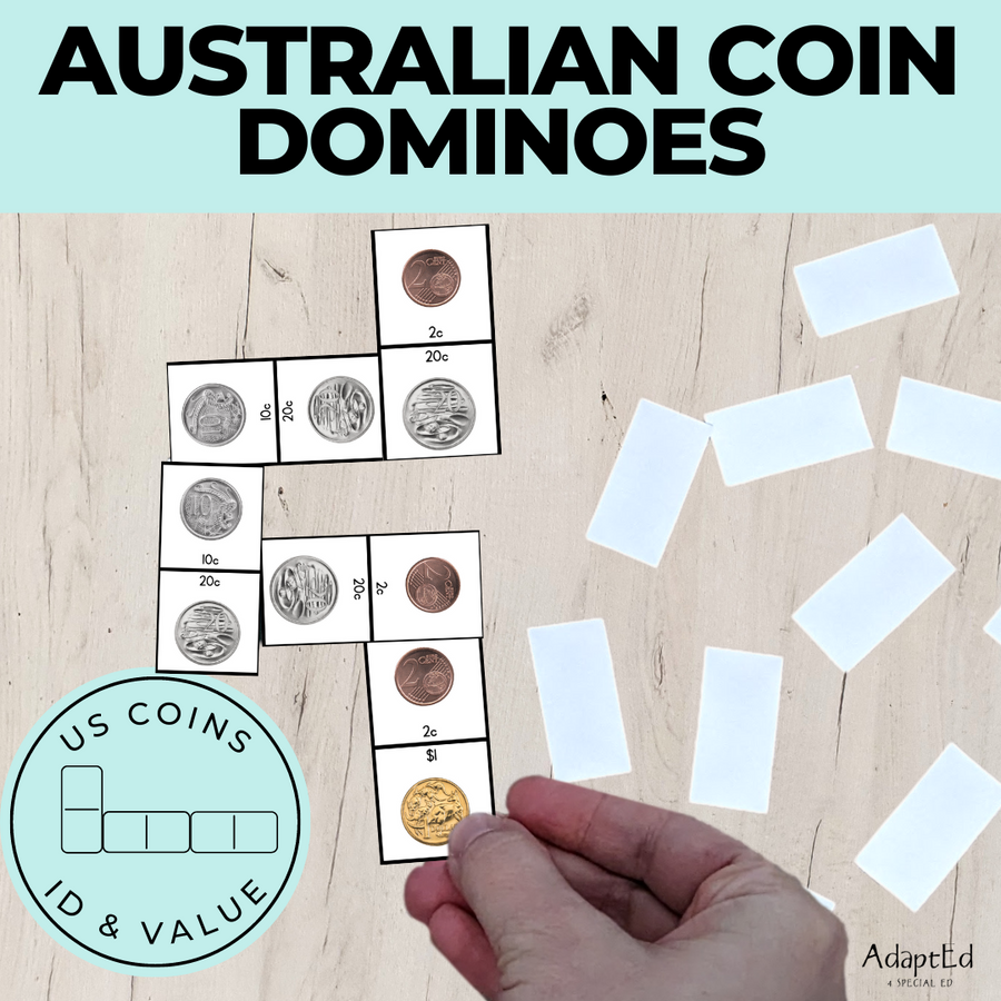 Money Games: Australian Coin Identification ID and Value Dominoes (Printable PDF)
