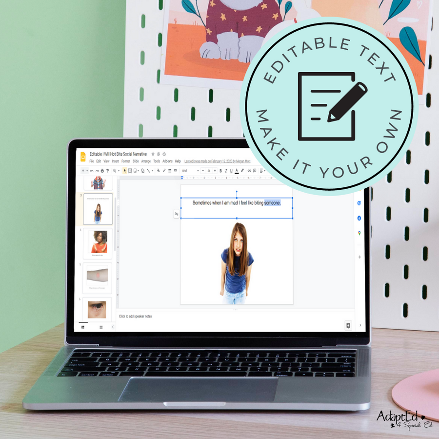 Social Narrative: Biting: Editable (Printable PDF ) Social Skills - AdaptEd4SpecialEd