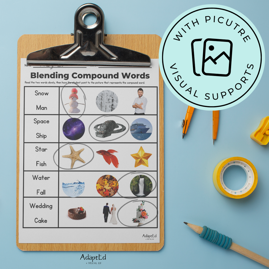 Blending Compound Words: 3 Levels: Phonemic Awareness Activity