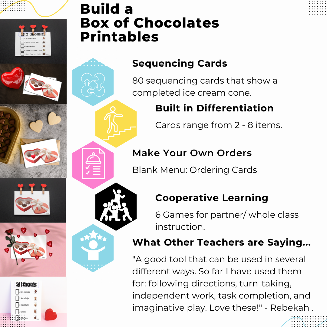 "Build a Box of Chocolates" Task Bin Activity (Printable PDF + Interactive Digital)