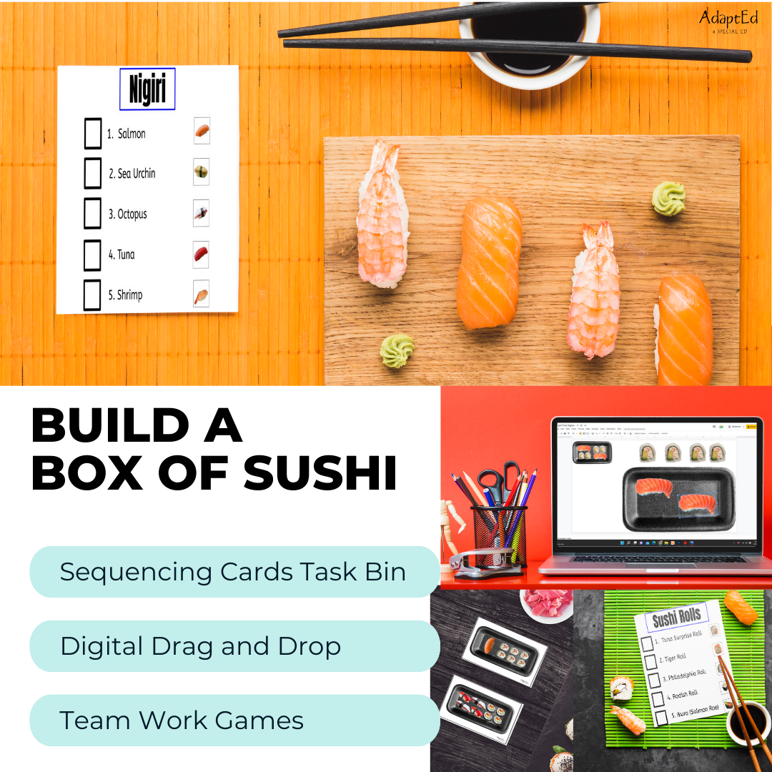 "Build a Sushi Platte" Task Bin Activity (Printable PDF + Interactive Digital)