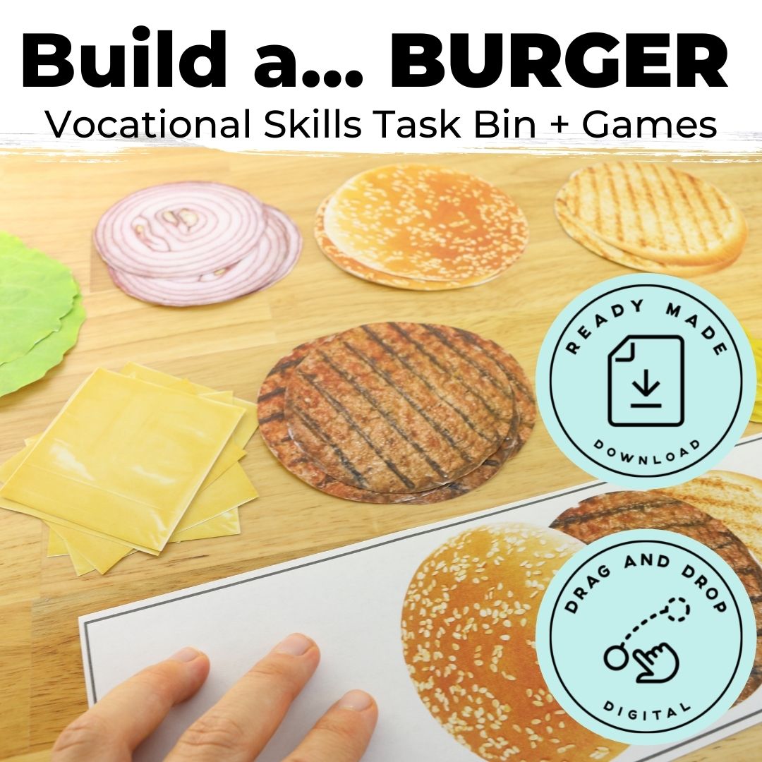 "Build a Burger" Task Bin Activity (Printable PDF + Interactive Digital) Build a... - AdaptEd4SpecialEd
