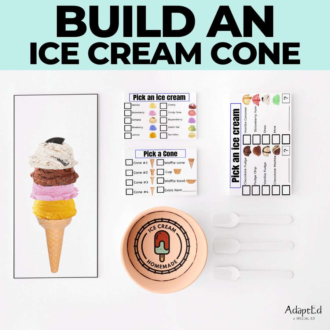 "Build an Ice Cream Cone" Task Bin Activity (Printable PDF)