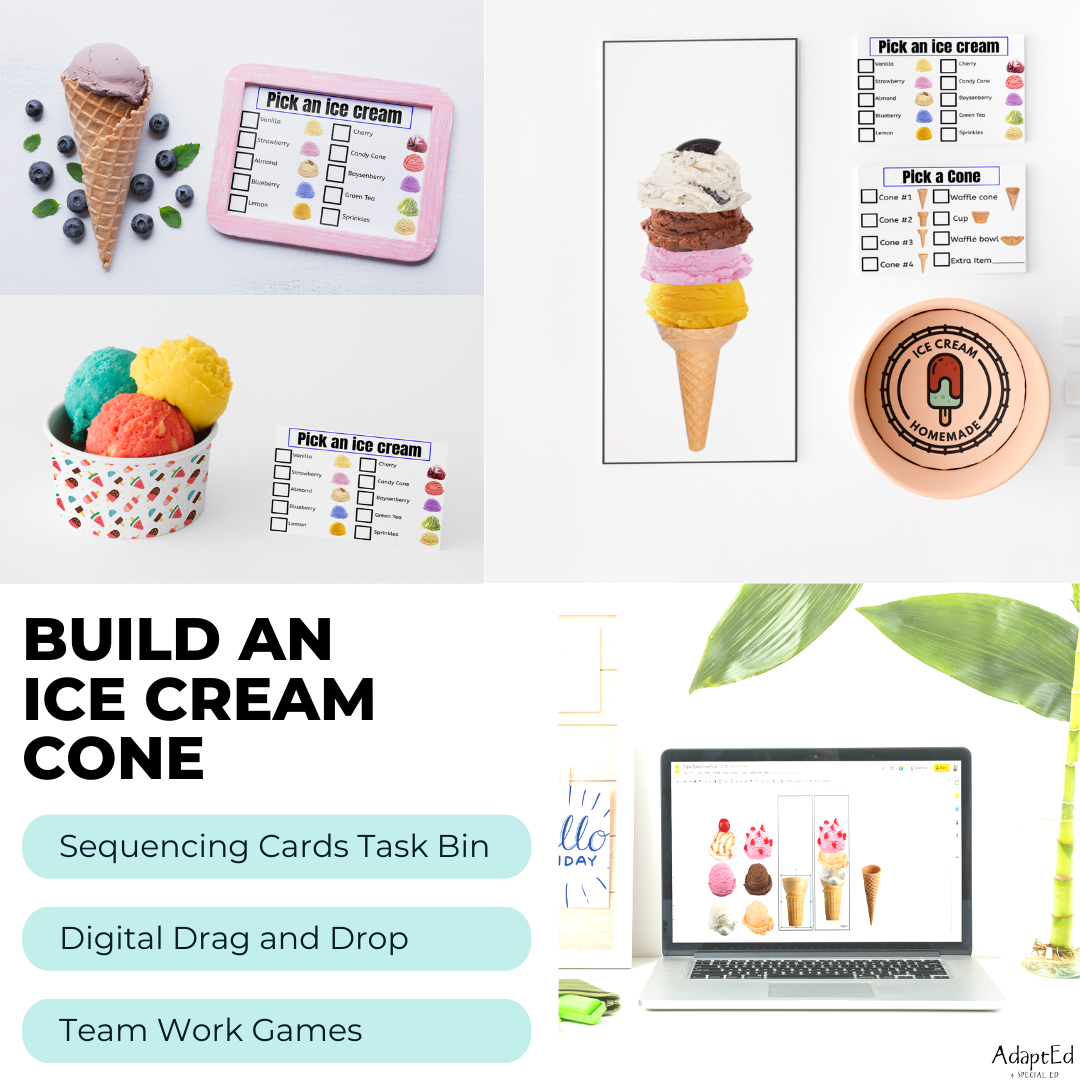"Build an Ice Cream Cone" Task Bin Activity (Printable PDF)