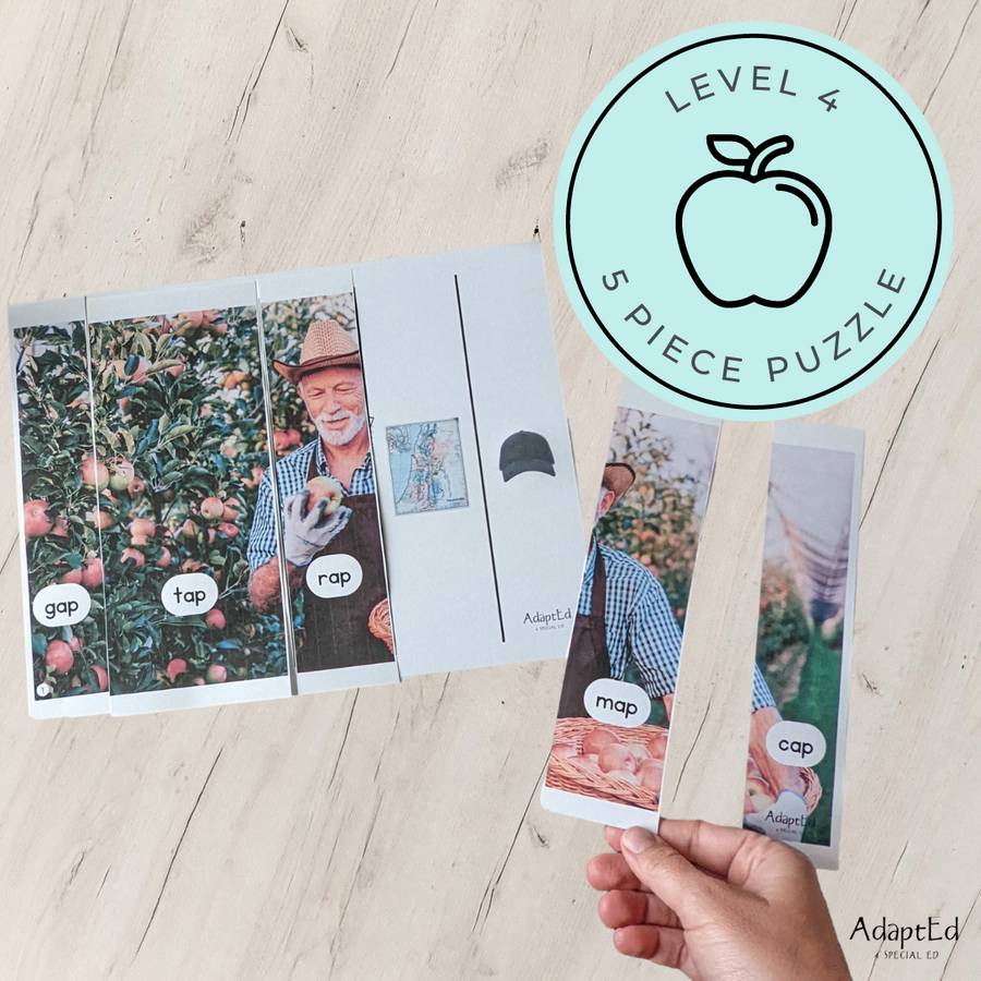CVC Picture Puzzle Mats (-ap family words) Apple Themed - AdaptEd4SpecialEd