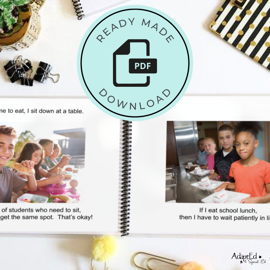 Social Skills Story: Cafeteria / Lunchroom Rules and Expectations (Printable PDF ) School - AdaptEd4SpecialEd