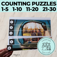 Thumbnail for Camping Counting Puzzles: Counting 1-5 1-10 11-20 21-30 (Printable PDF)