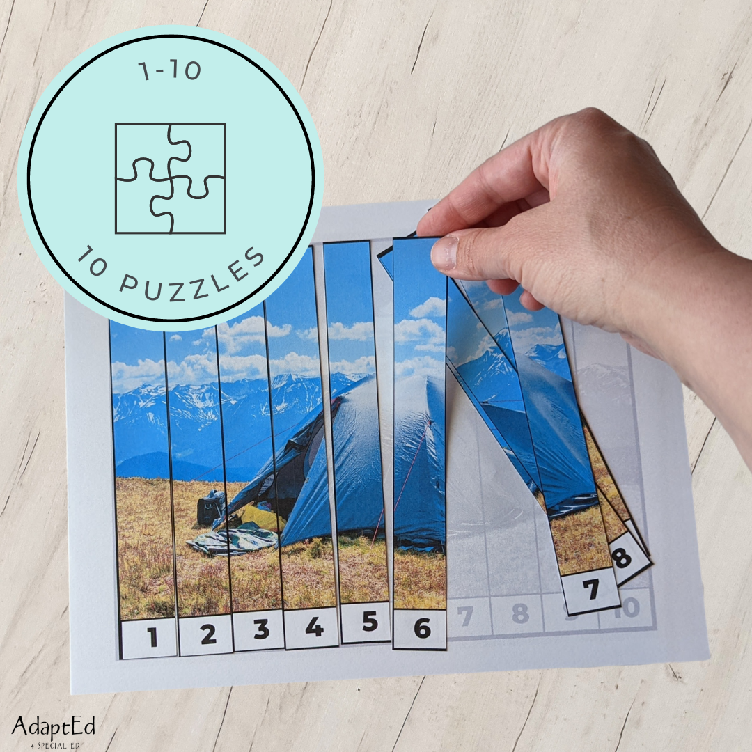 Camping Counting Puzzles: Counting 1-5 1-10 11-20 21-30 (Printable PDF)