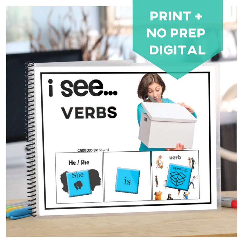 Pronoun + VERBS Adapted Book 2 (Printable PDF + Interactive Digital) Verbs - AdaptEd4SpecialEd