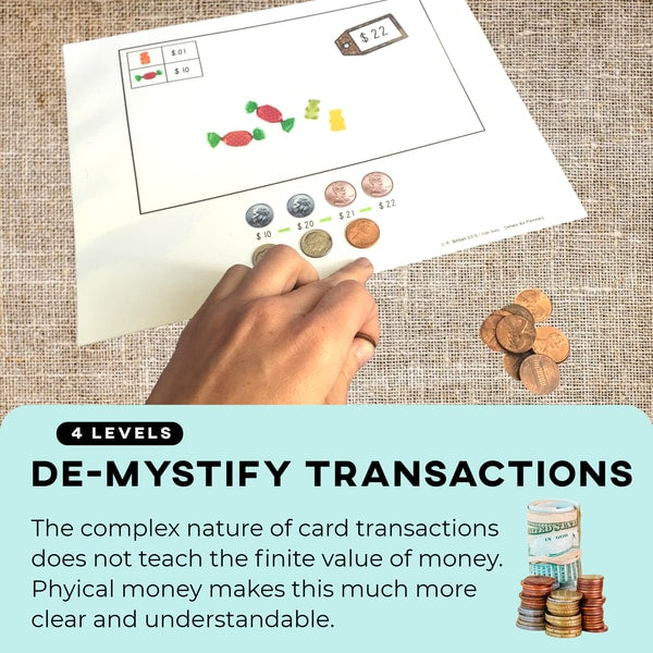 Counting Coins: "Buying Snacks" Task Bin Activity BUNDLE (Interactive Digital + Printable PDF) Coins - AdaptEd4SpecialEd