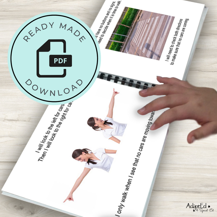 Social Skills Story: Crossing the Street | Crosswalk: Editable (Printable PDF ) Life Skills - AdaptEd4SpecialEd