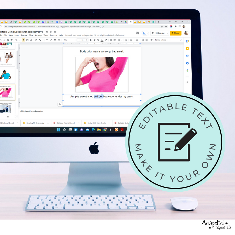 Social Skills Story: Deodorant: Editable (Printable PDF ) Puberty - AdaptEd4SpecialEd
