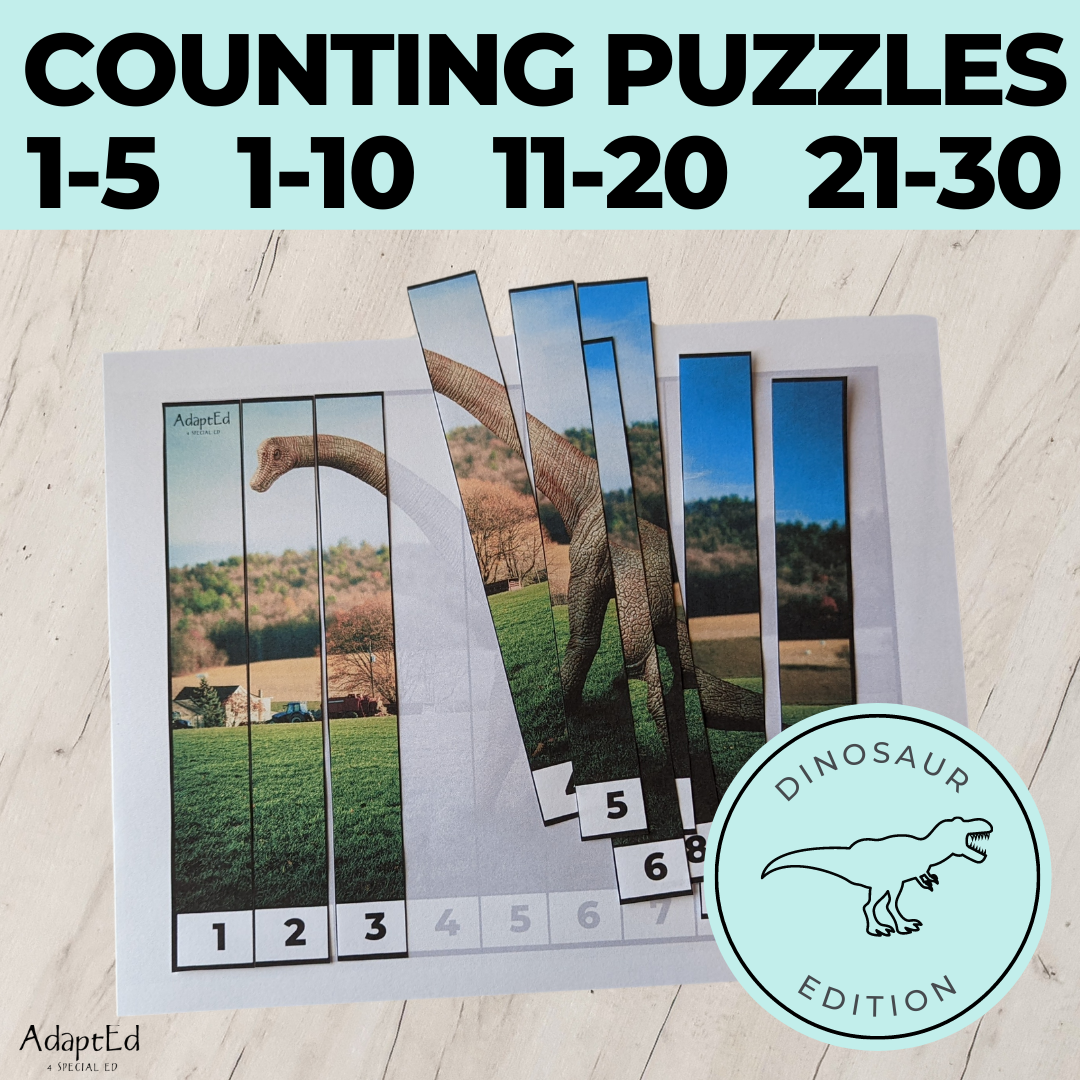 Dinosaur Counting Puzzles: Counting 1-5 1-10 11-20 21-30 (Printable PDF)