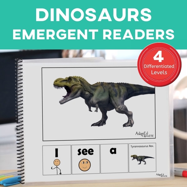 Emergent Readers: Dinosaurs (Interactive Digital + Printable PDF) - AdaptEd4SpecialEd