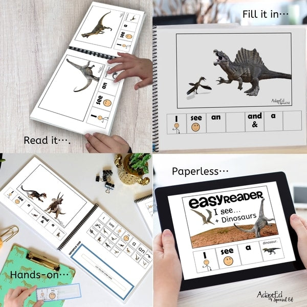 Emergent Readers: Dinosaurs (Interactive Digital + Printable PDF) - AdaptEd4SpecialEd