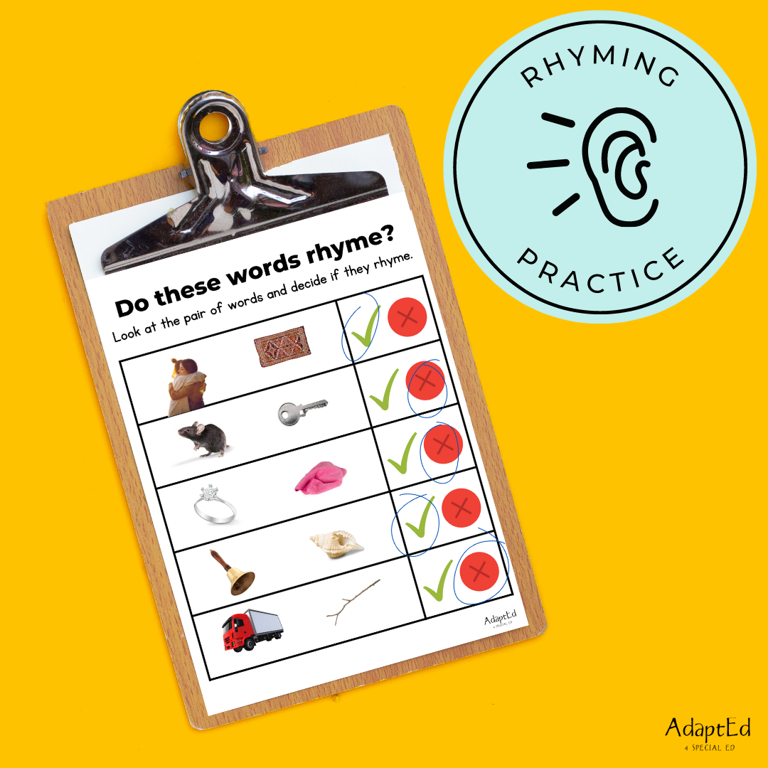 Do These Words Rhyme? Phonemic Awareness Activity - AdaptEd4SpecialEd