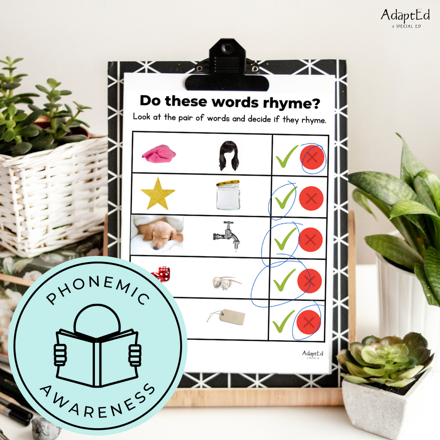 Do These Words Rhyme? Phonemic Awareness Activity - AdaptEd4SpecialEd