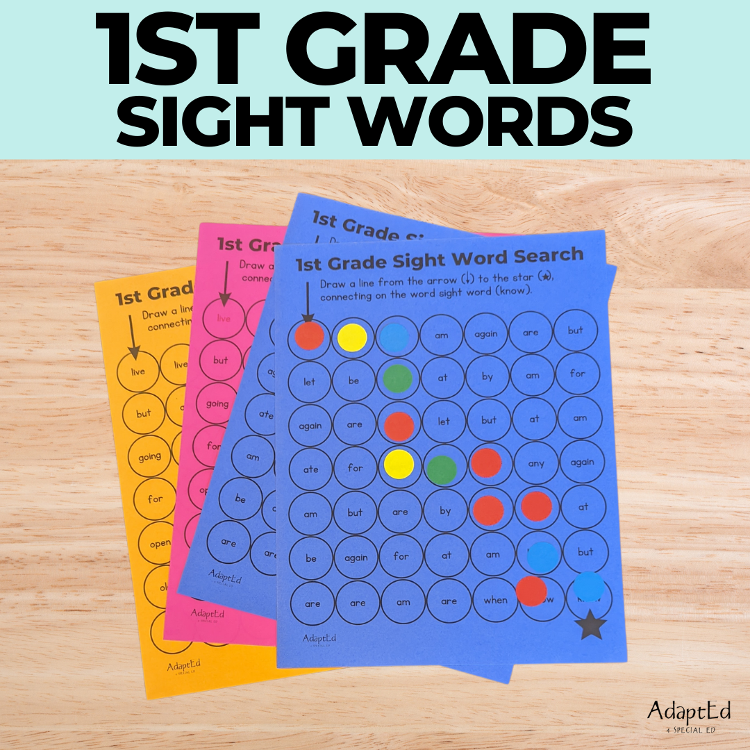 1st First Grade Sight Words Dot to Dot Stamp It Maze - AdaptEd4SpecialEd