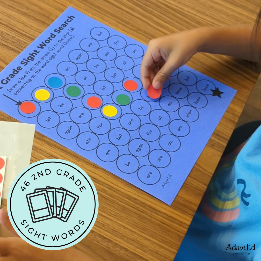 2nd Grade Second Grade Sight Words Dot to Dot Stamp It Maze - AdaptEd4SpecialEd