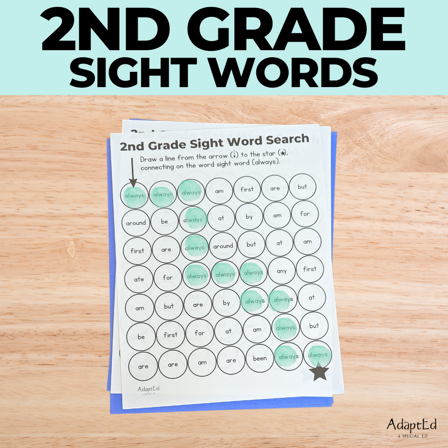 2nd Grade Second Grade Sight Words Dot to Dot Stamp It Maze - AdaptEd4SpecialEd