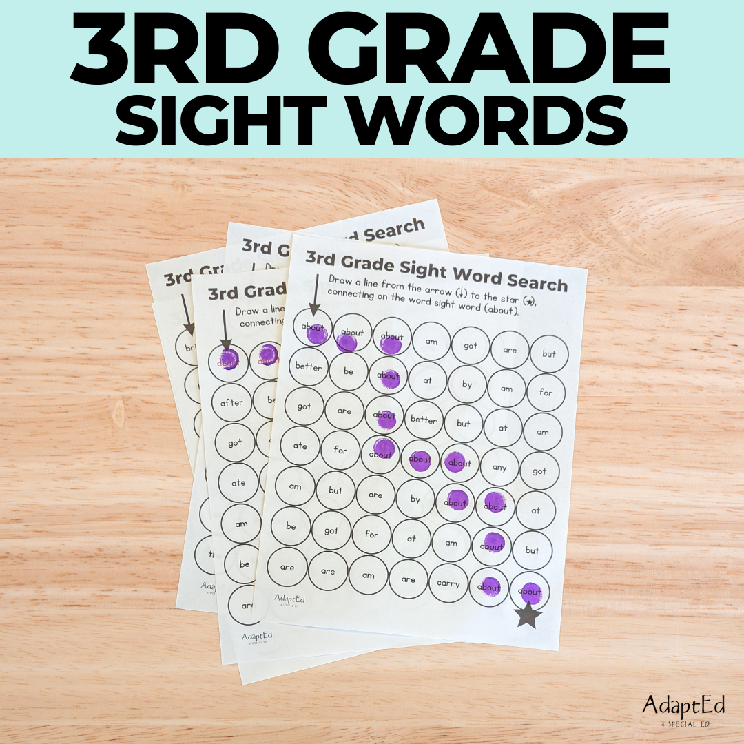 3rd Grade Third Grade Sight Words Dot to Dot Stamp It Maze - AdaptEd4SpecialEd