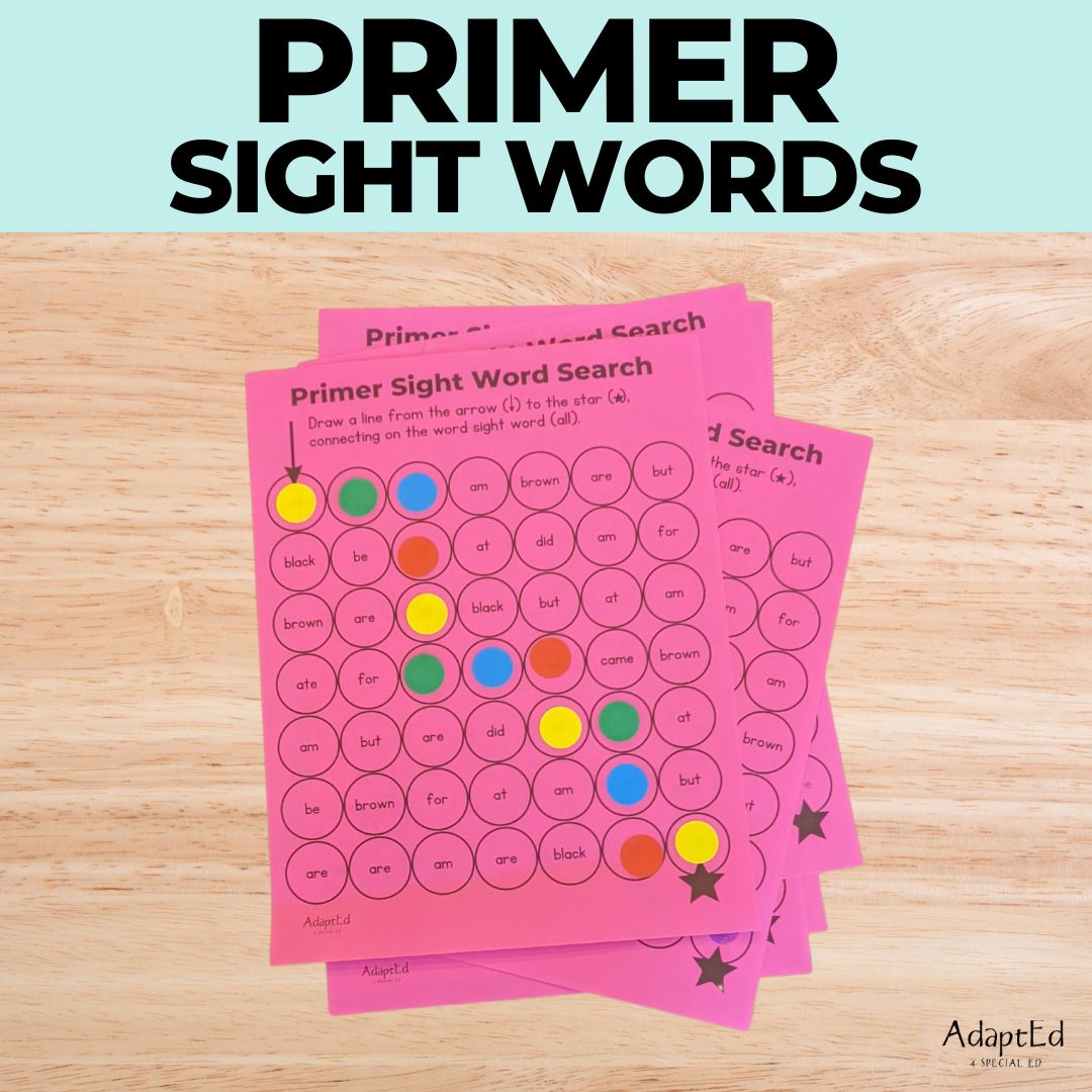 Primer Sight Words Dot to Dot Stamp It Maze - AdaptEd4SpecialEd