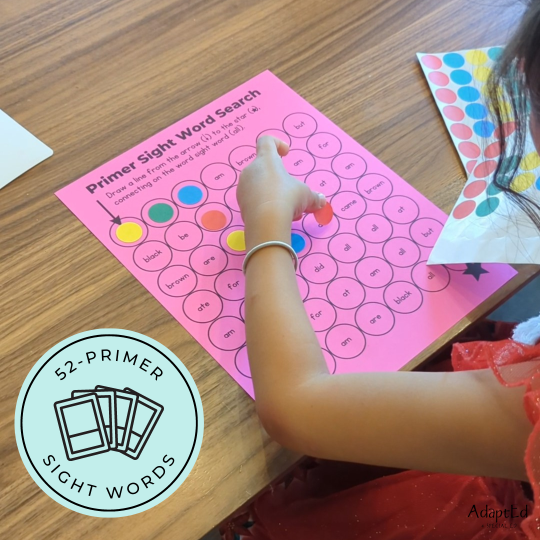 Primer Sight Words Dot to Dot Stamp It Maze - AdaptEd4SpecialEd