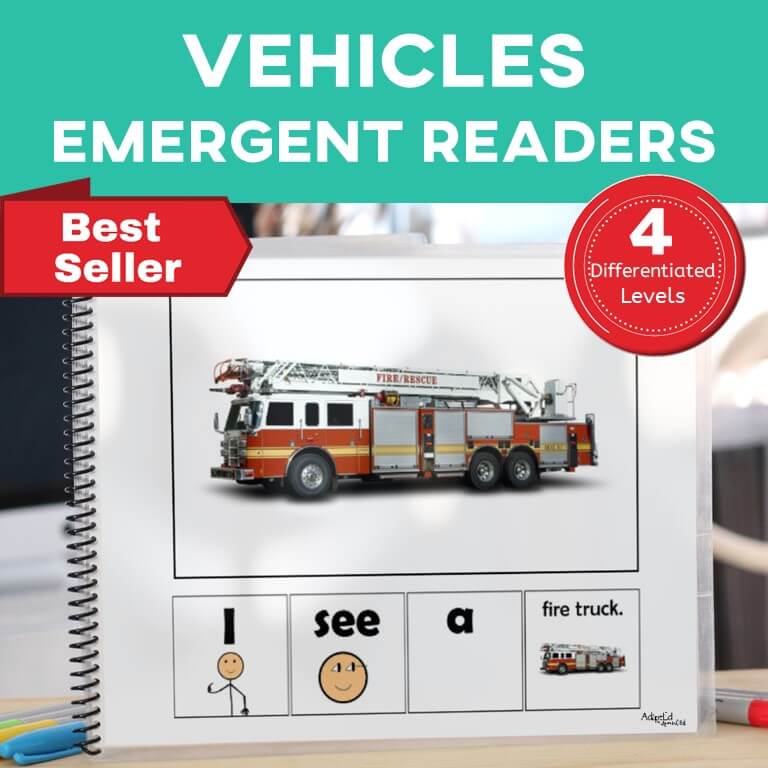 Emergent Reader Transportation Vehicles (Printable PDF) - AdaptEd4SpecialEd
