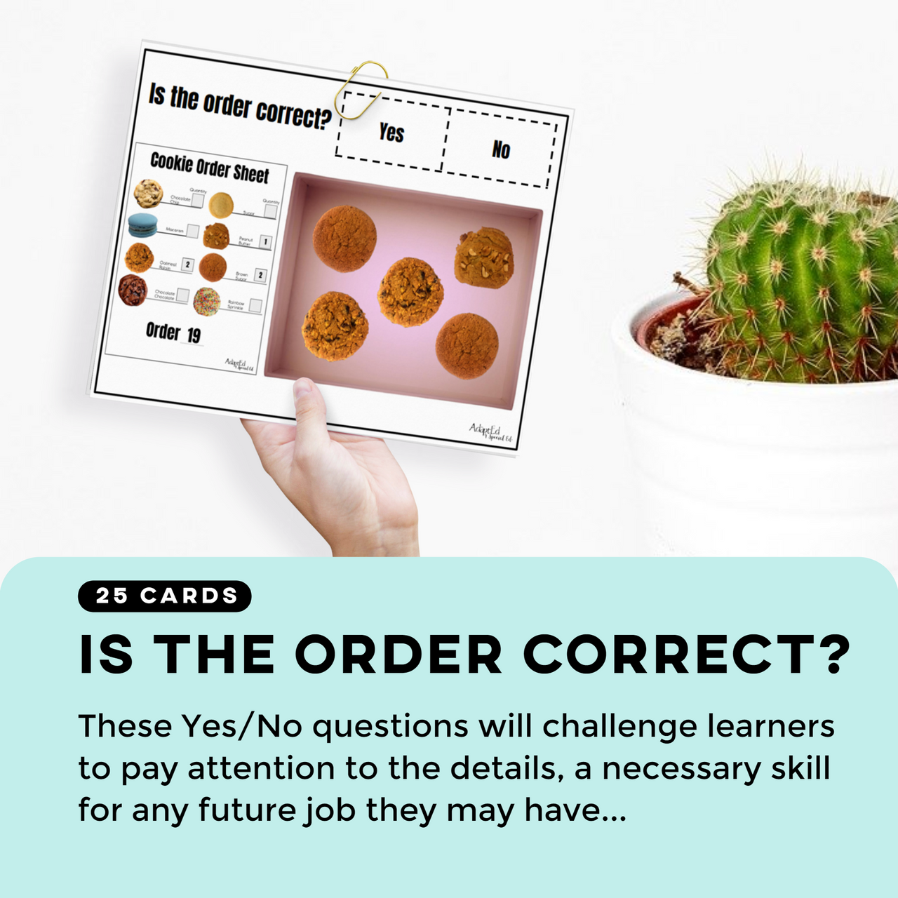 Fill the Order: Cookie Shop (Interactive Digital + Printable PDF) Fill the Order - AdaptEd4SpecialEd
