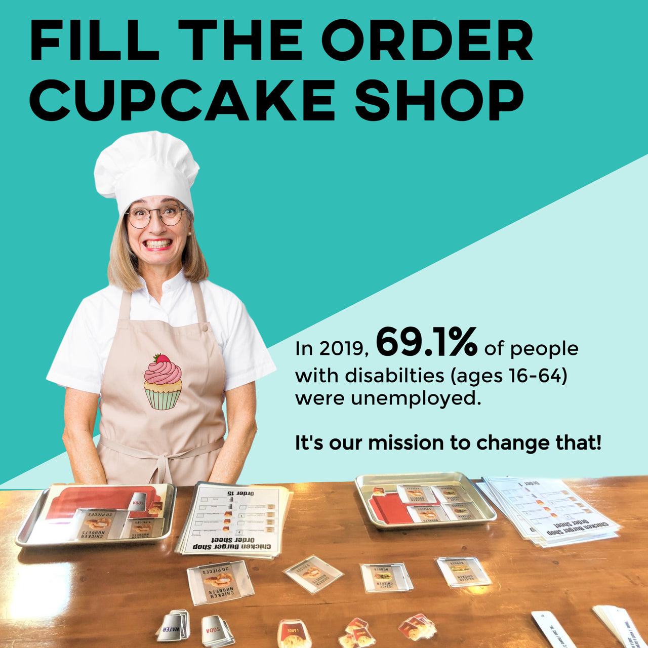 Cupcake Shop "Fill The Order" (Interactive Digital + Printable PDF) Fill the Order - AdaptEd4SpecialEd