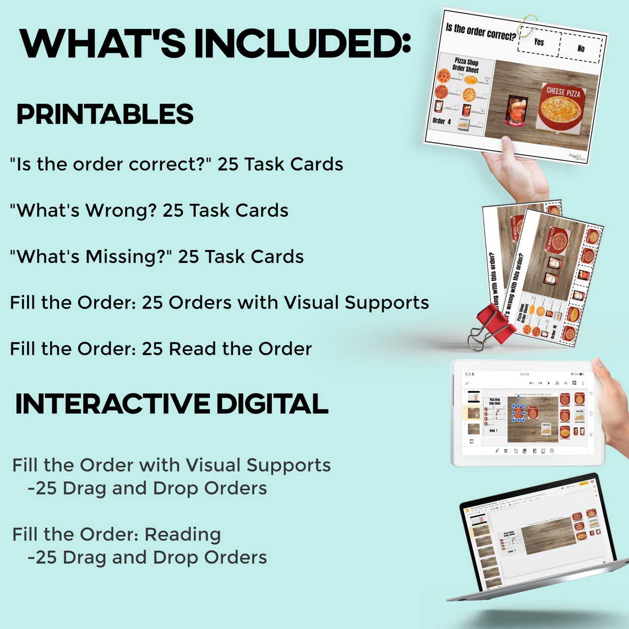 Pizza Shop "Fill The Order" (Interactive Digital + Printable PDF) Fill the Order - AdaptEd4SpecialEd