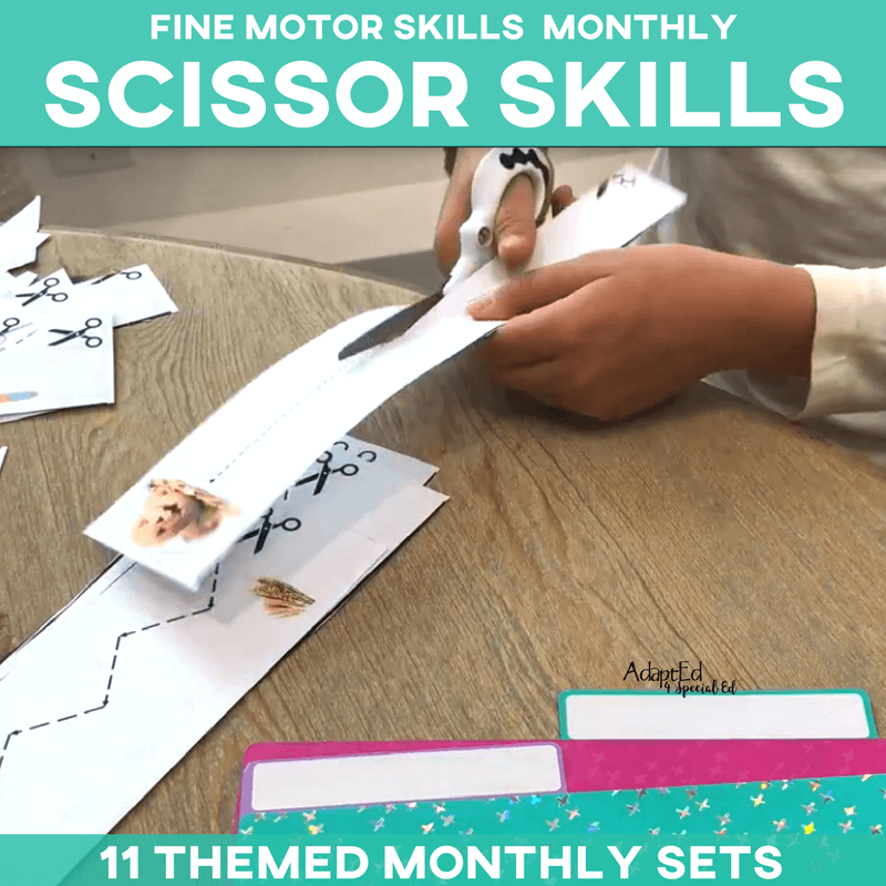 Scissor Skill Monthly Themed Cutting Practice Sets: 11 Pack (Printable PDF) Fine Motor - AdaptEd4SpecialEd