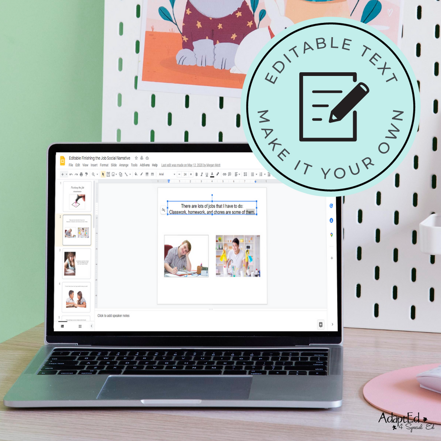 Social Skills Story: Completing My Work: Editable (Printable PDF) Job Skills - AdaptEd4SpecialEd