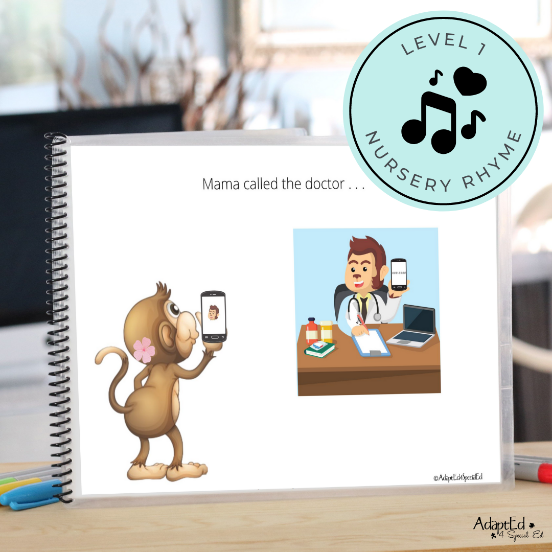 Five Little Monkeys Nursery Rhyme Emergent Reader + Reading Comprehension (Printable PDF) - AdaptEd4SpecialEd