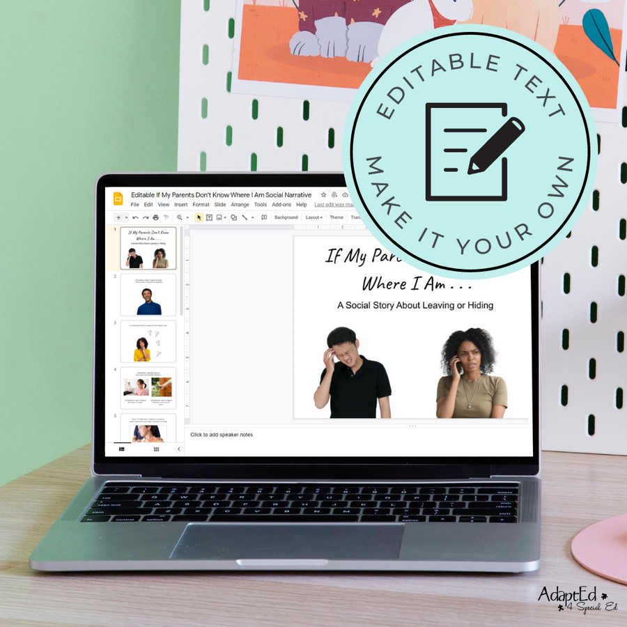 Social Skills Story: If My Parent's Don't Know Where I am | Hide | Hiding: Editable (Printable PDF ) Social Skills - AdaptEd4SpecialEd